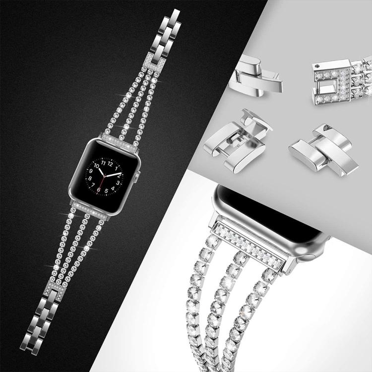 For Apple Watch 38 / 40 / 41 / S10 42mm xDfind Three Diamond Metal Watch Band
