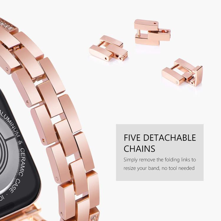 For Apple Watch 38 / 40 / 41 / S10 42mm xDfind Three Diamond Metal Watch Band