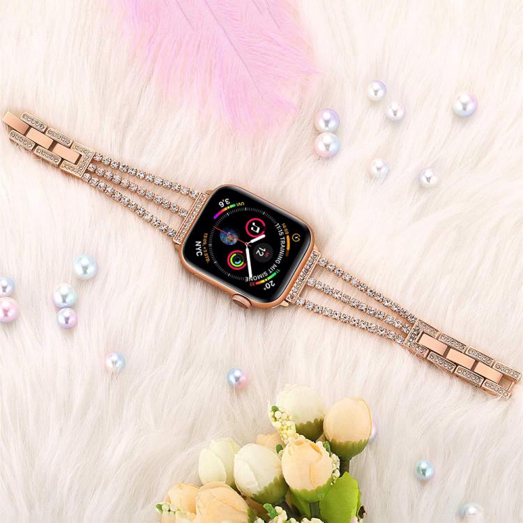 For Apple Watch 38 / 40 / 41 / S10 42mm xDfind Three Diamond Metal Watch Band
