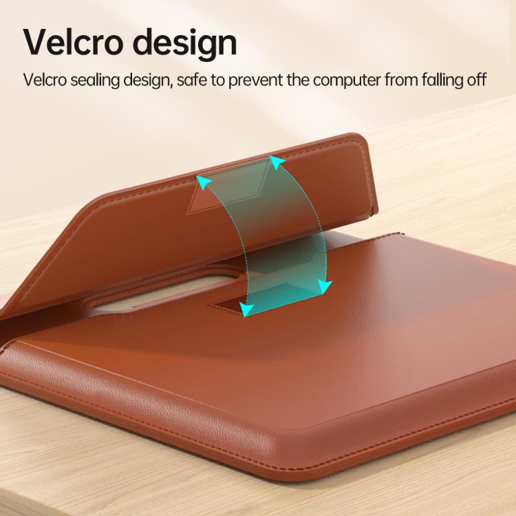 For 15 / 16.1 inch Handle Portable Laptop Briefcase PU Leather Laptop Sleeve with Foldable Stand