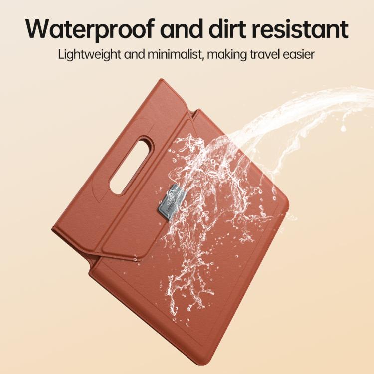 For 13 / 14 inch Handle Portable Laptop Briefcase PU Leather Laptop Sleeve with Foldable Stand