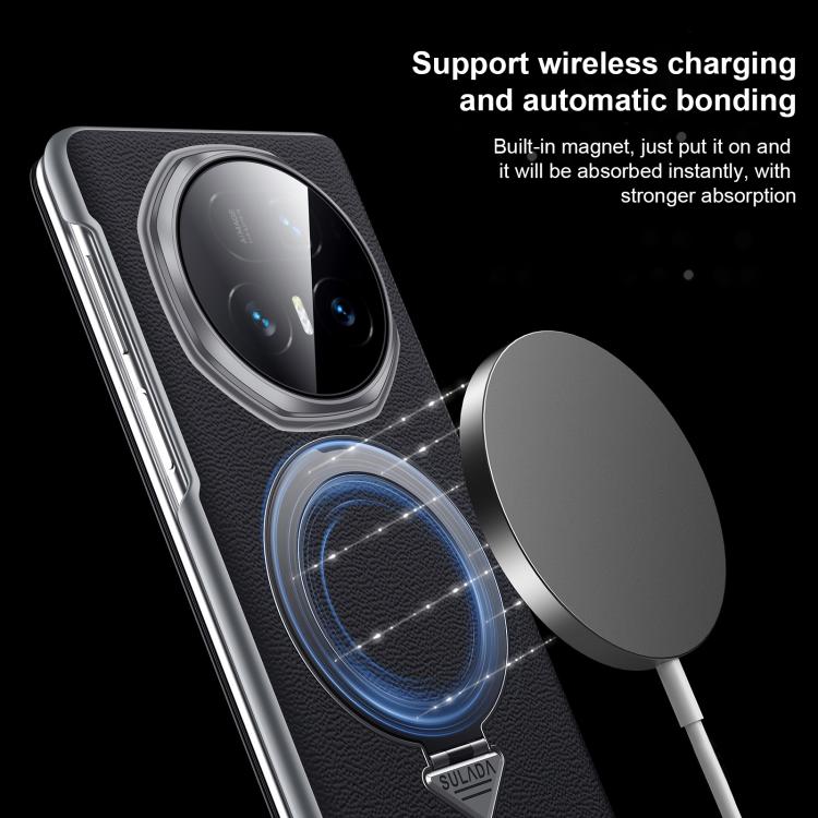 For Honor Magic V5 SULADA Smart View Window MagSafe Magnetic Holder Leather Phone Case