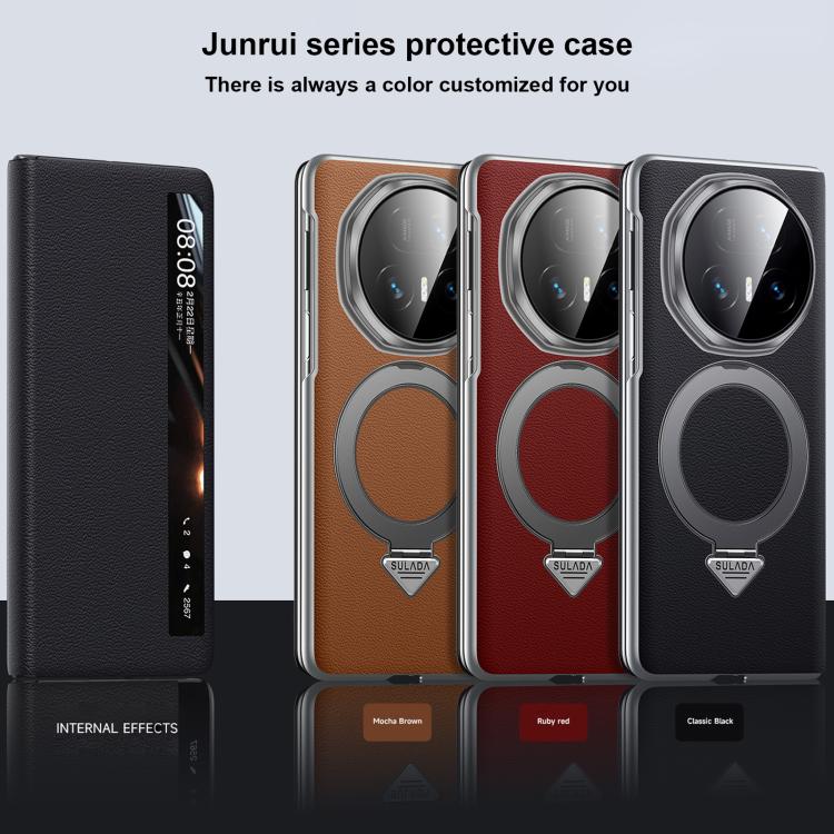 For Honor Magic V5 SULADA Smart View Window MagSafe Magnetic Holder Leather Phone Case