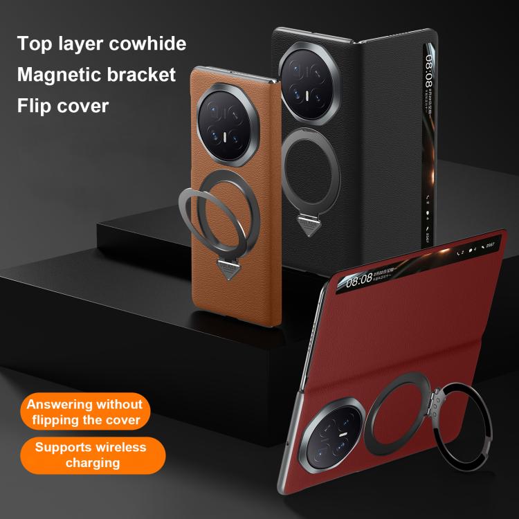 For Honor Magic V6 SULADA Smart View Window MagSafe Magnetic Holder Leather Phone Case