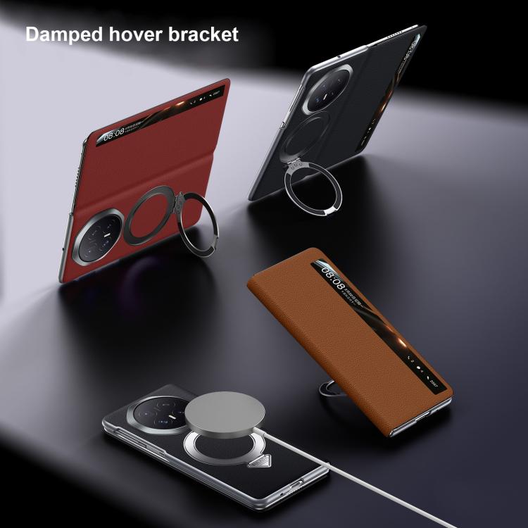 For Honor Magic V6 SULADA Smart View Window MagSafe Magnetic Holder Leather Phone Case