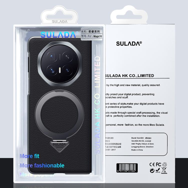 For Honor Magic V6 SULADA Smart View Window MagSafe Magnetic Holder Leather Phone Case