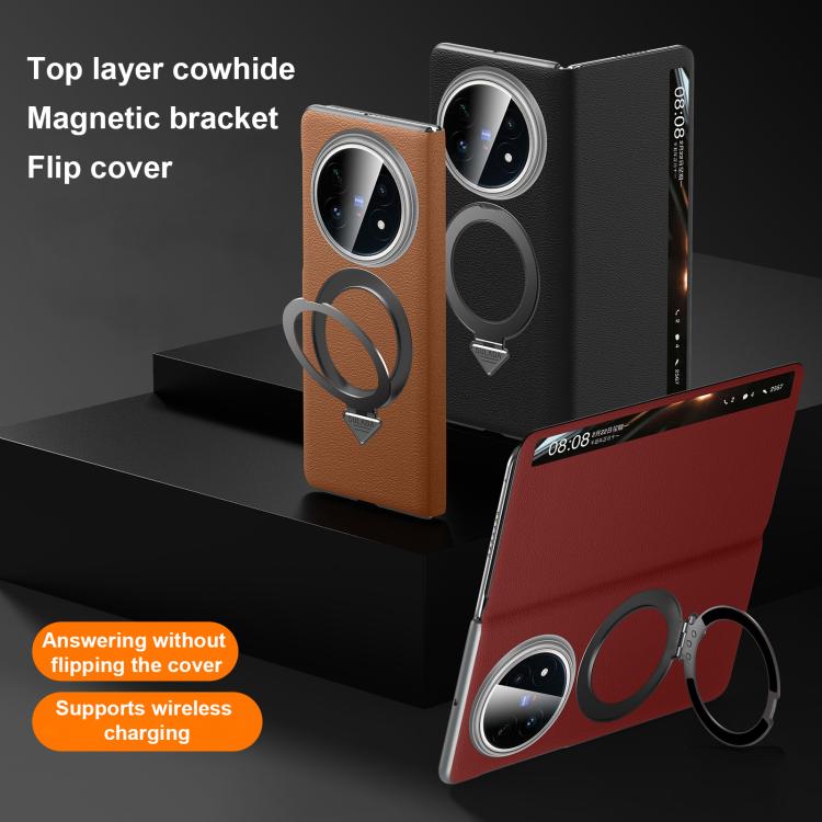 For vivo X Fold5 SULADA Smart View Window MagSafe Magnetic Holder Leather Phone Case
