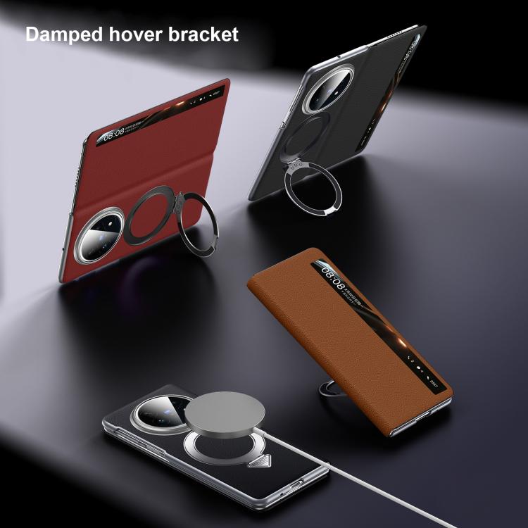 For vivo X Fold5 SULADA Smart View Window MagSafe Magnetic Holder Leather Phone Case
