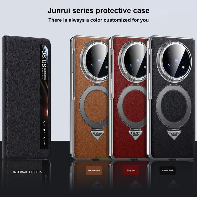 For vivo X Fold5 SULADA Smart View Window MagSafe Magnetic Holder Leather Phone Case