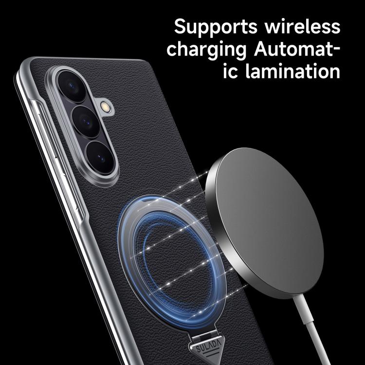 For Samsung Galaxy Z Fold6 SULADA Smart View Window MagSafe Magnetic Holder Leather Phone Case