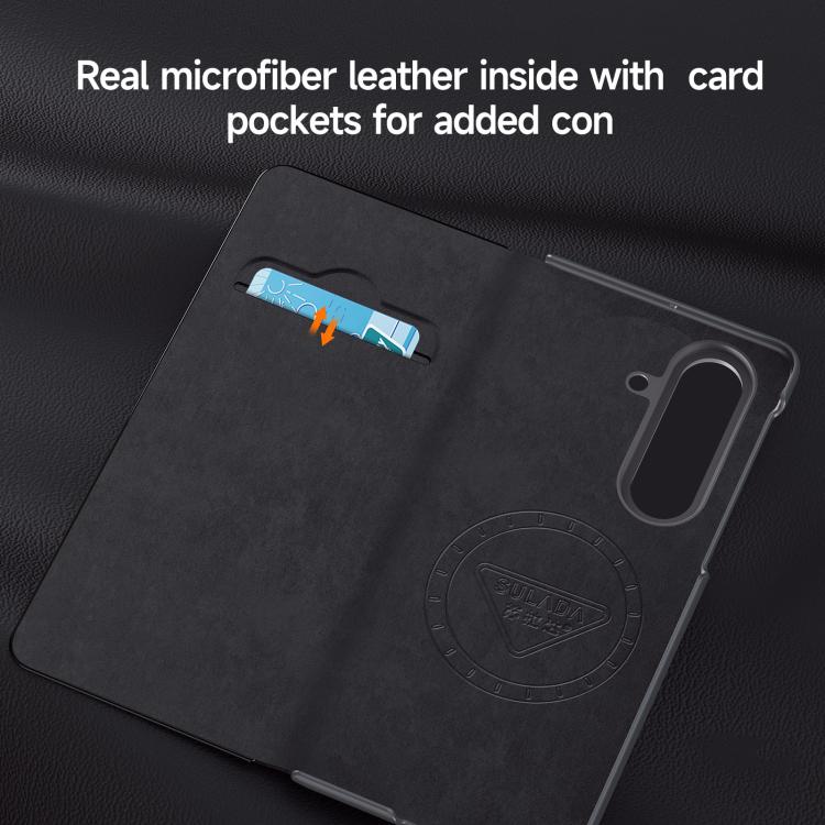 For Samsung Galaxy Z Fold6 SULADA Smart View Window MagSafe Magnetic Holder Leather Phone Case