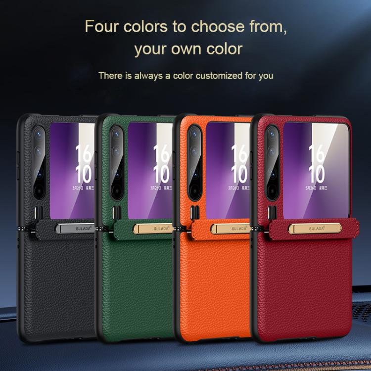 For Huawei Pura X SULADA Lychee Texture Invisible Holder Leather Back Cover Phone Case