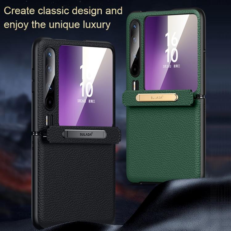 For Huawei Pura X SULADA Lychee Texture Invisible Holder Leather Back Cover Phone Case