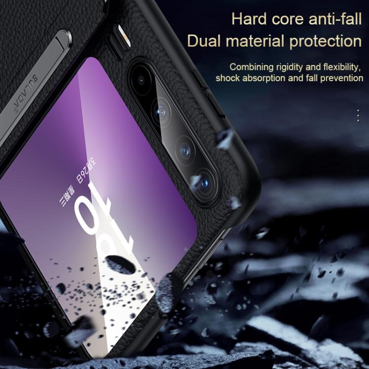 For Huawei Pura X SULADA Lychee Texture Invisible Holder Leather Back Cover Phone Case