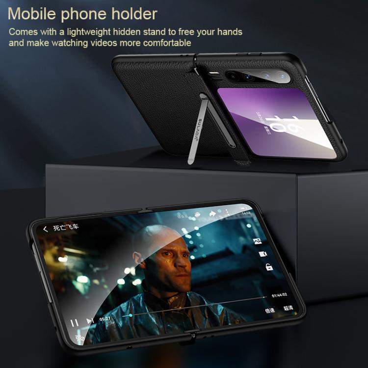 For Huawei Pura X SULADA Lychee Texture Invisible Holder Leather Back Cover Phone Case