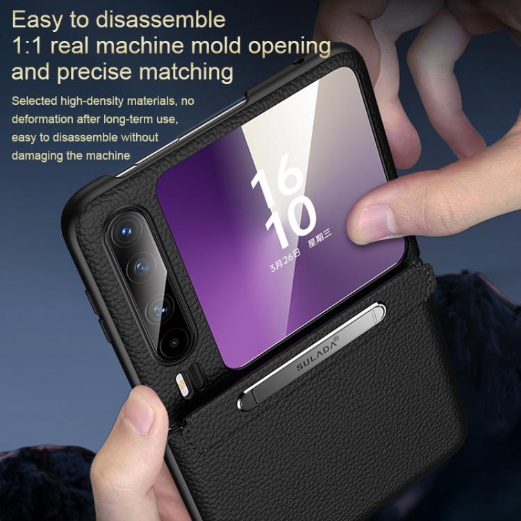 For Huawei Pura X SULADA Lychee Texture Invisible Holder Leather Back Cover Phone Case