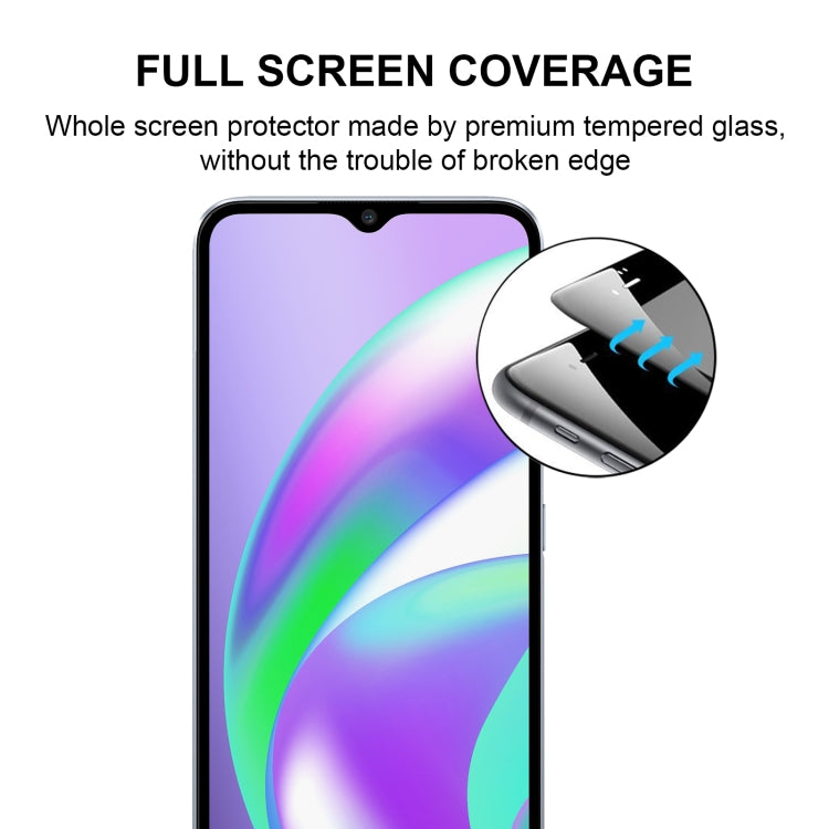 For OPPO Realme C12 Full Glue Full Screen Tempered Glass Film