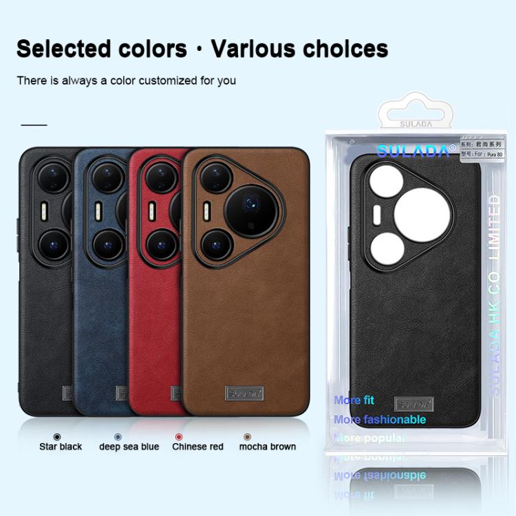 For Huawei Pura 80 Ultra 5G SULADA Shockproof TPU Hybrid Handmade Leather Precise Hole Phone Case