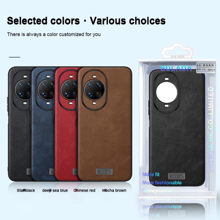For Huawei nova 14 SULADA Shockproof TPU Hybrid Handmade Leather Precise Hole Phone Case