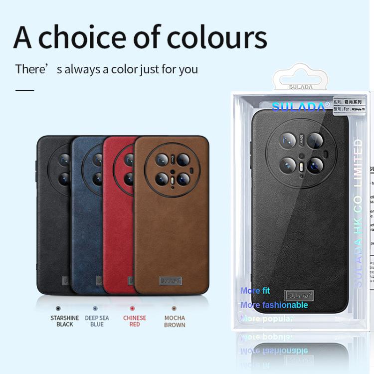 For Huawei Mate 70 SULADA Shockproof TPU Hybrid Handmade Leather Precise Hole Phone Case