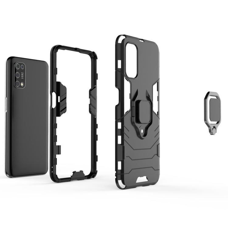 For OPPO Realme V5 5G PC + TPU Shockproof Protective Case with Magnetic Ring Holder