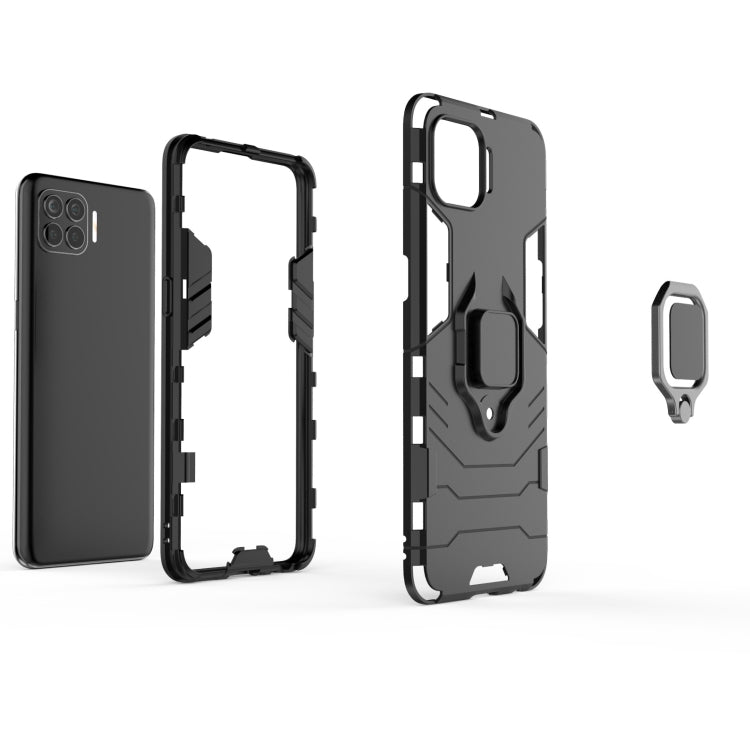 For OPPO F17 Pro PC + TPU Shockproof Protective Case with Magnetic Ring Holder