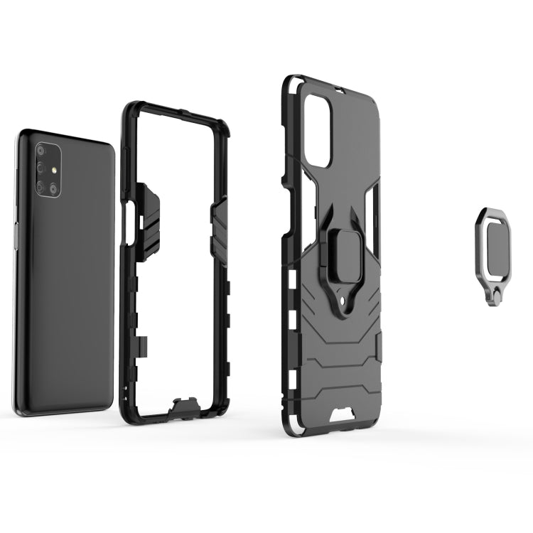 For Samsung Galaxy M51 PC + TPU Shockproof Protective Case with Magnetic Ring Holder