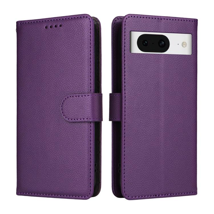 For Google Pixel 8 Litchi Texture RFID Blocking 3-Card Wallet Leather Phone Case