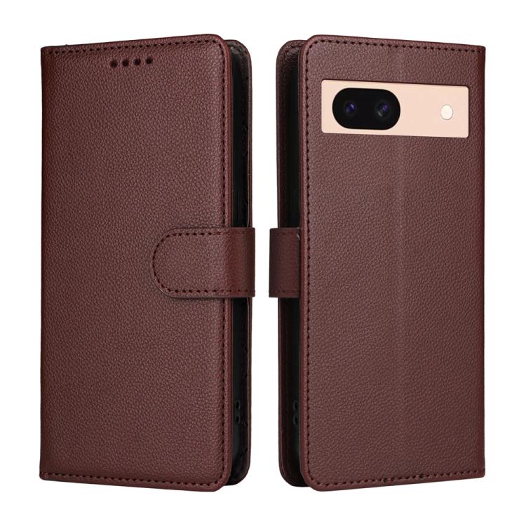 For Google Pixel 8a Litchi Texture RFID Blocking 3-Card Wallet Leather Phone Case