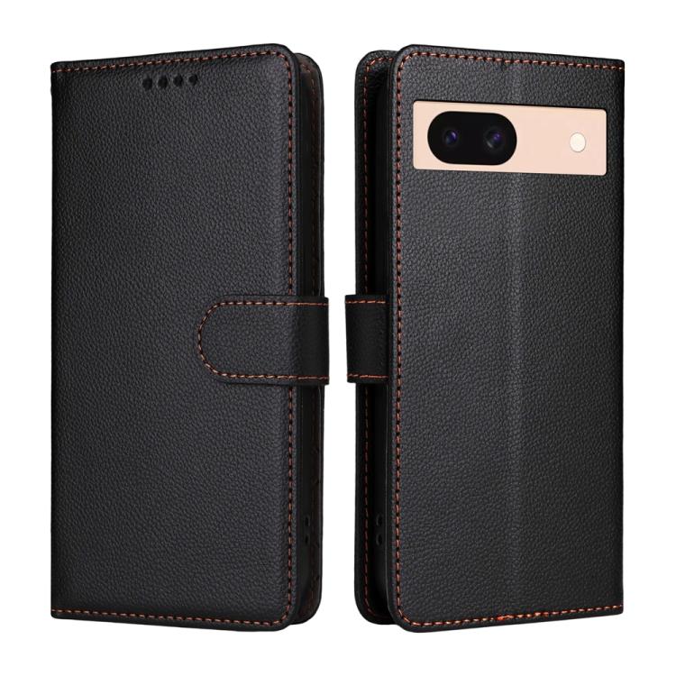For Google Pixel 8a Litchi Texture RFID Blocking 3-Card Wallet Leather Phone Case