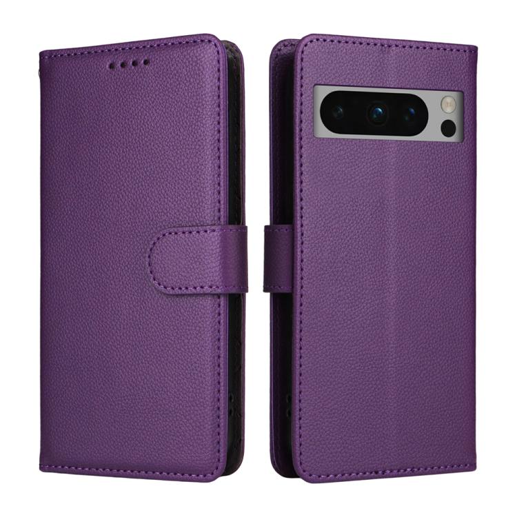 For Google Pixel 8 Pro Litchi Texture RFID Blocking 3-Card Wallet Leather Phone Case