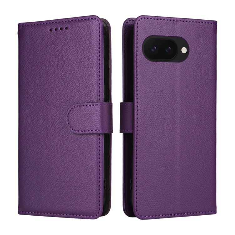 For Google Pixel 9a Litchi Texture RFID Blocking 3-Card Wallet Leather Phone Case