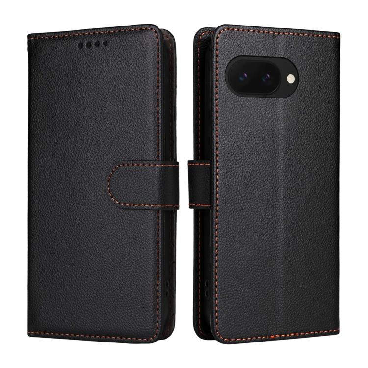 For Google Pixel 9a Litchi Texture RFID Blocking 3-Card Wallet Leather Phone Case