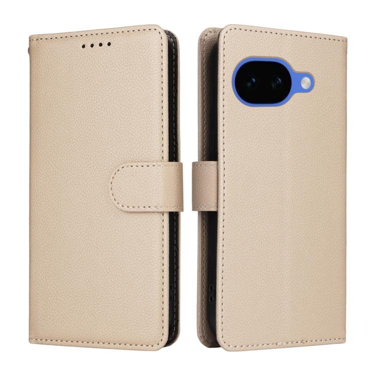 For Google Pixel 10a Litchi Texture RFID Blocking 3-Card Wallet Leather Phone Case