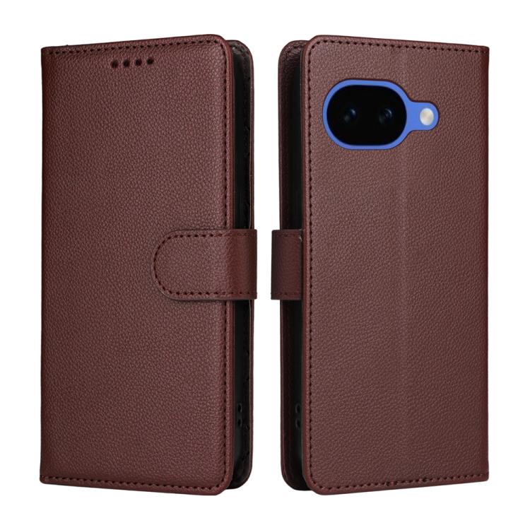 For Google Pixel 10a Litchi Texture RFID Blocking 3-Card Wallet Leather Phone Case