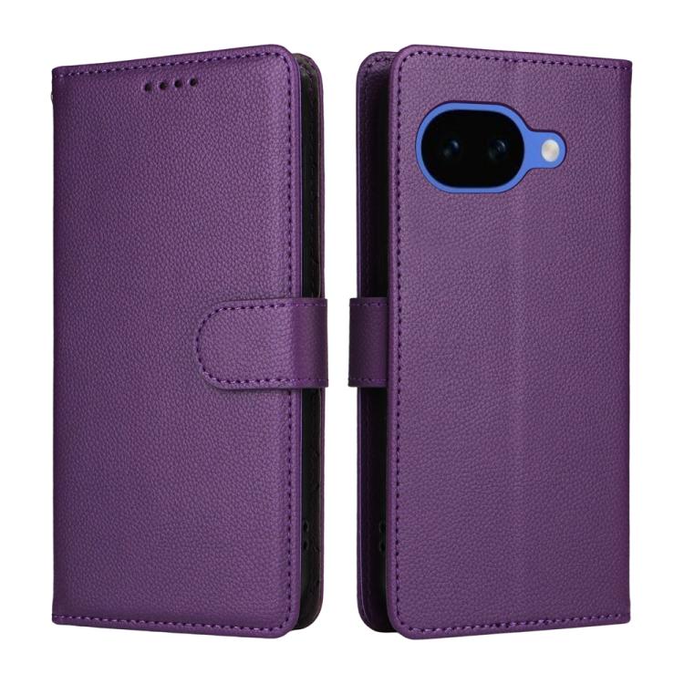 For Google Pixel 10a Litchi Texture RFID Blocking 3-Card Wallet Leather Phone Case