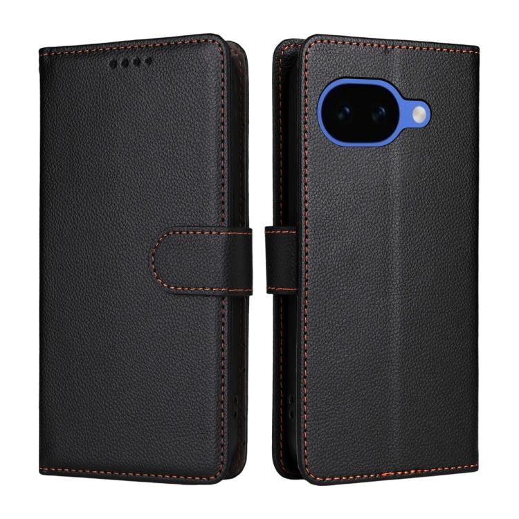 For Google Pixel 10a Litchi Texture RFID Blocking 3-Card Wallet Leather Phone Case