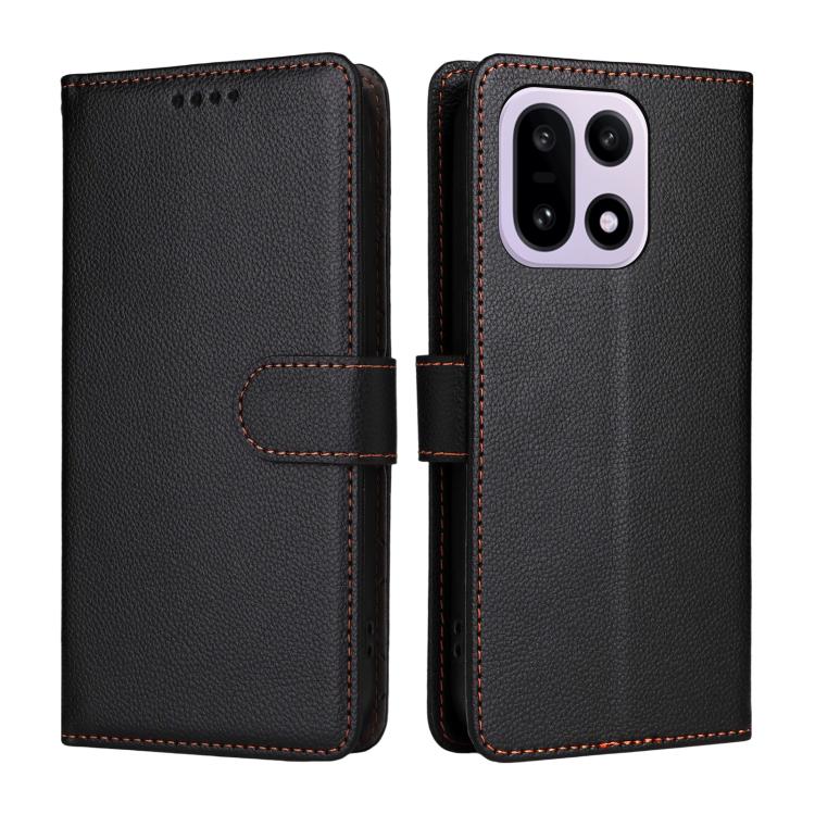 For OnePlus 15 Litchi Texture RFID Blocking 3-Card Wallet Leather Phone Case