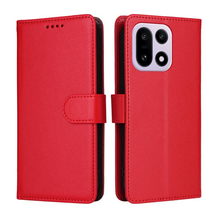 For OnePlus 15 Litchi Texture RFID Blocking 3-Card Wallet Leather Phone Case