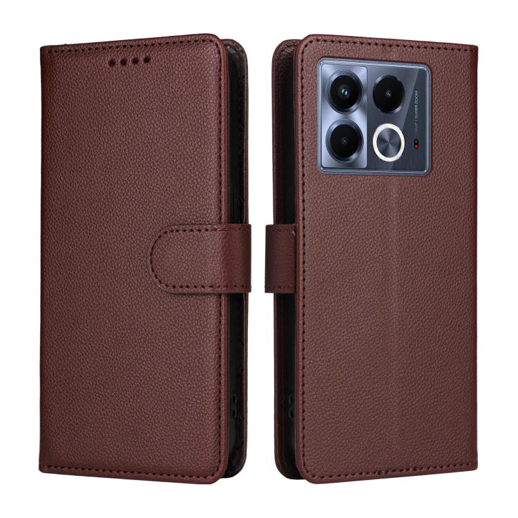 For Infinix Note 40 4G Litchi Texture RFID Blocking 3-Card Wallet Leather Phone Case