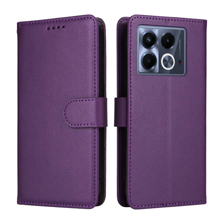 For Infinix Note 40 4G Litchi Texture RFID Blocking 3-Card Wallet Leather Phone Case
