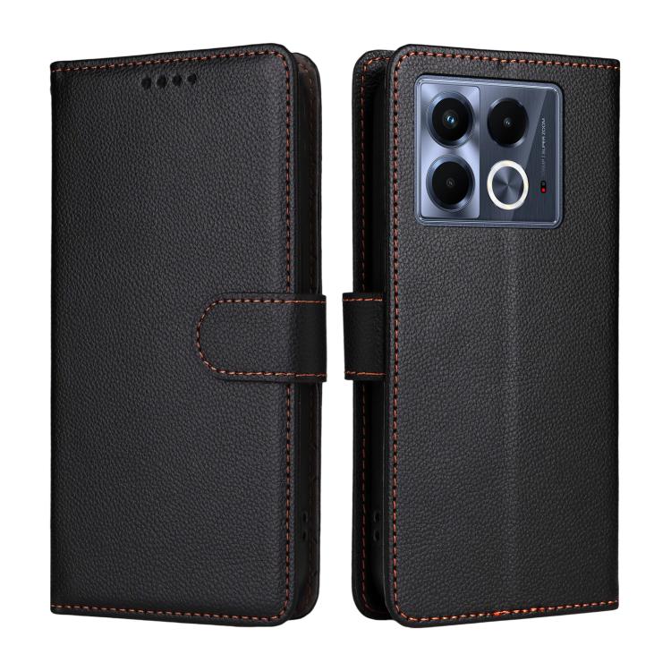 For Infinix Note 40 4G Litchi Texture RFID Blocking 3-Card Wallet Leather Phone Case