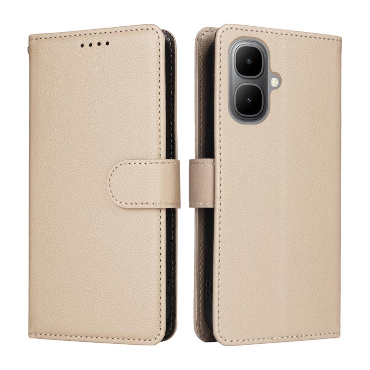 For Infinix Smart 10 4G / Tecno Pop 10 Litchi Texture RFID Blocking 3-Card Wallet Leather Phone Case