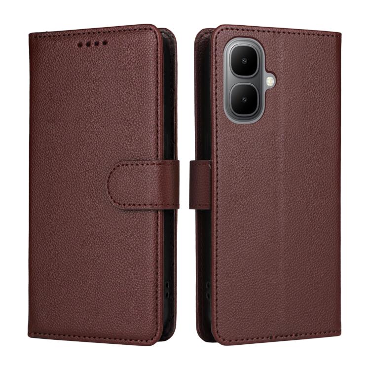 For Infinix Smart 10 4G / Tecno Pop 10 Litchi Texture RFID Blocking 3-Card Wallet Leather Phone Case