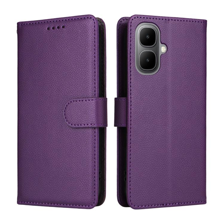 For Infinix Smart 10 4G / Tecno Pop 10 Litchi Texture RFID Blocking 3-Card Wallet Leather Phone Case