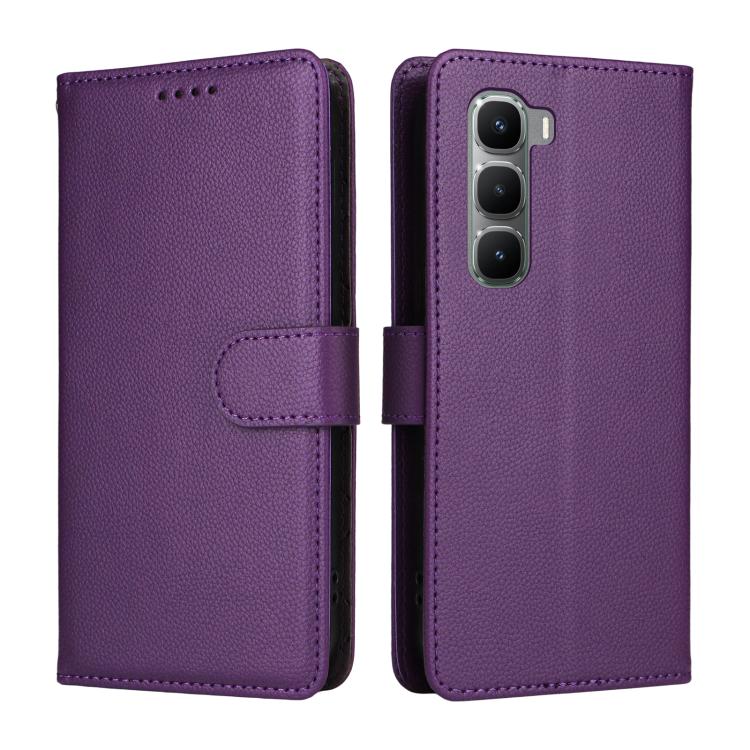 For Infinix Hot 60 Pro 4G Litchi Texture RFID Blocking 3-Card Wallet Leather Phone Case
