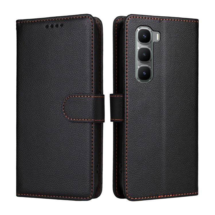 For Infinix Hot 60 Pro 4G Litchi Texture RFID Blocking 3-Card Wallet Leather Phone Case