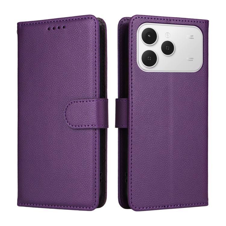 For Tecno Spark 40 4G Litchi Texture RFID Blocking 3-Card Wallet Leather Phone Case