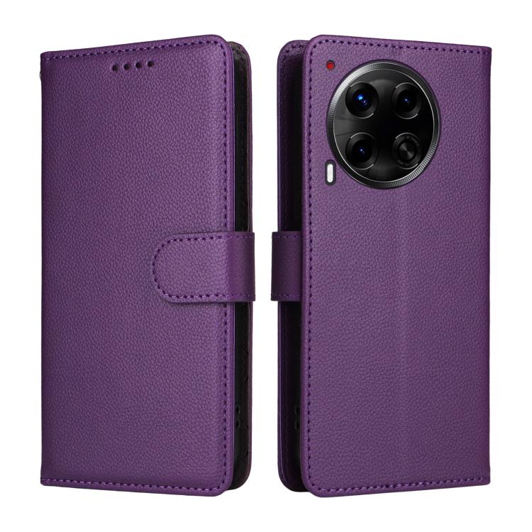 For Tecno Camon 30 4G / 5G Litchi Texture RFID Blocking 3-Card Wallet Leather Phone Case