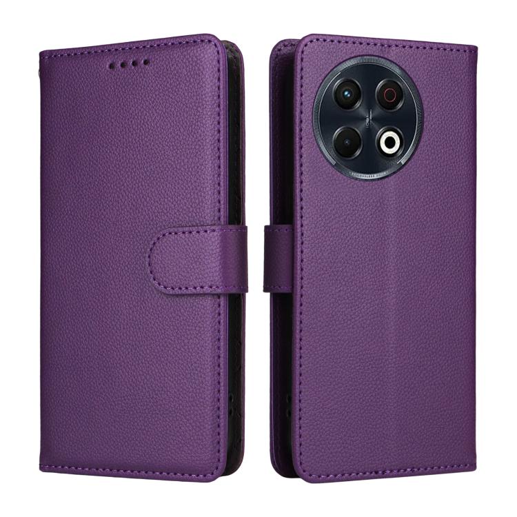 For Tecno Spark 30 Pro Litchi Texture RFID Blocking 3-Card Wallet Leather Phone Case